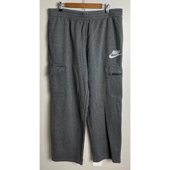 Nike Gray Cargo Sweatpants XXL Joggers Fleece Pockets Lounge Gym Men’s - Picture 1 of 7